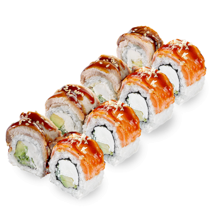 Philadelphia aburi z łososiem i sosem teriyaki