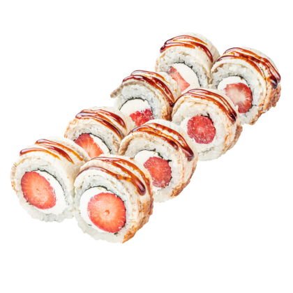Roll z węgorzem i truskawką