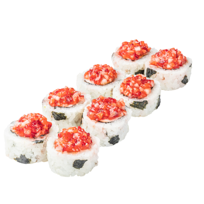 Roll panda z krewetką i tatarem z truskawki