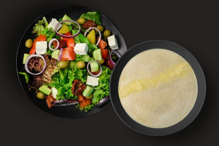 Великий Салат Грецький + крем-суп