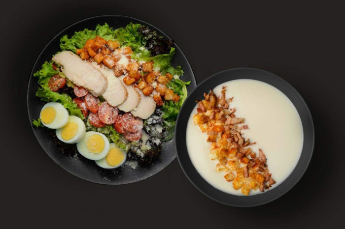 Салат Цезар з куркою + крем-суп